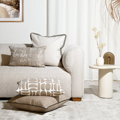 CREAM FELT WITH THICK WOVEN LATTE TRIM
